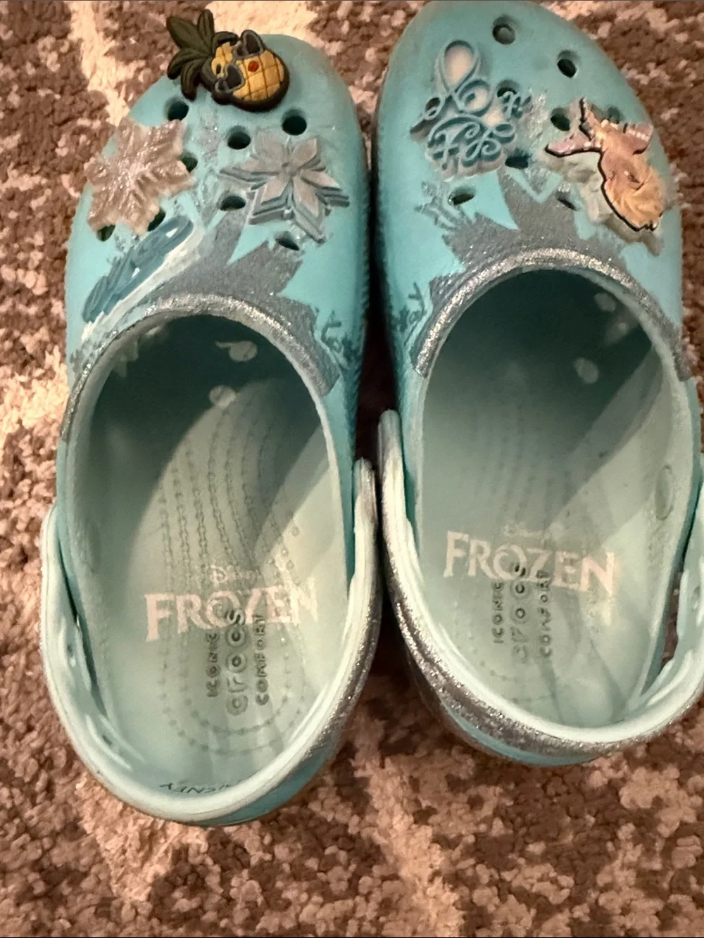 CROCS Kids' Light Blue Frozen Slip-On Clogs with Charm Accents